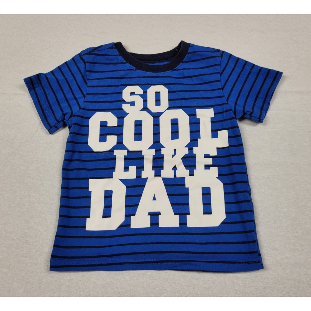 Garanimals "So Cool Like Dad" Blue & Black Striped T-shirt Boys Size 3T